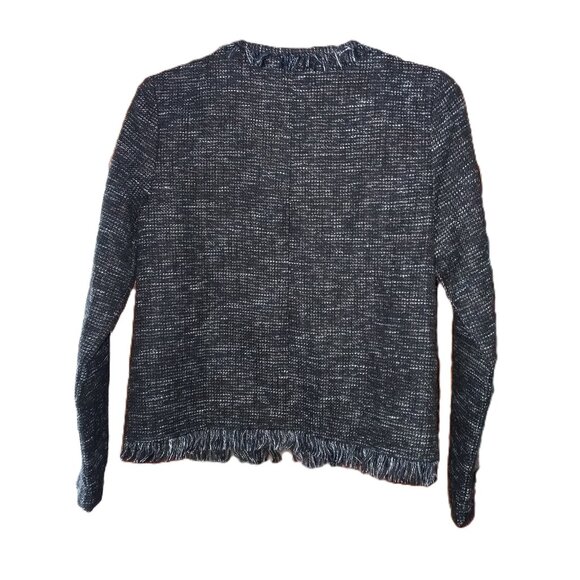 cupcakes and cashmere Fringe Jacquard Tweed Zip Jacket Blazer sz S  /B5 - Picture 2 of 7